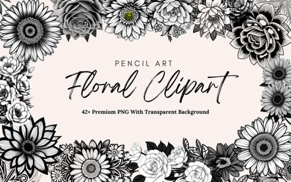 Download Pencil Art Floral Premium PNG Clipart - Flora Collection