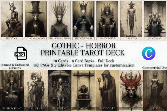 Download Horror Printable Tarot Deck | 78 Cards - Car Collection