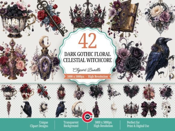 Download Dark Gothic Floral Celestial Witchcore - Flora Collection