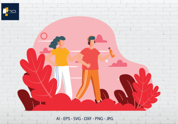 Download Flat Illustration Jogging Listen Music - Illustration Collection