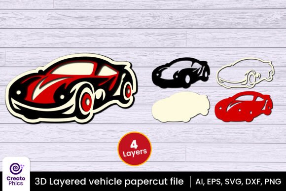 Download 3D Layered Car Paper Laser Cut SVG - Car Collection
