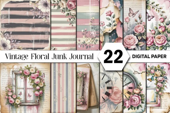 Download Vintage Floral Junk Journal Background - Flora Collection