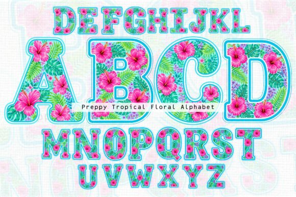 Download Preppy Tropical Floral Alphabet Bundle - Flora Collection