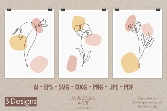 Download 3 Wall Art One Line Flora Natural Summer - Flora Collection