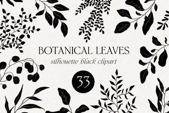 Download Botanical Black Floral Leaves Clipart - Flora Collection