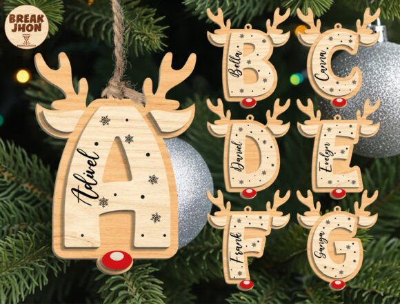 Download Reindeer Alphabet Ornament Cut File Svg - Alphabet Collection