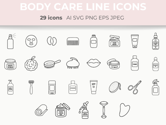 Download Skin, Hair &amp; Body Care Line Icons SVG - Car Collection