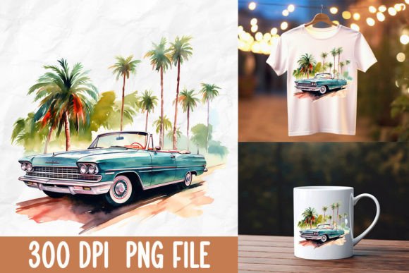 Download Retro 80s Vintage Car Beach Palm Tree - Car Collection