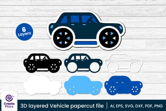 Download 3D Layered Car Papercut, Vehicle SVG - Car Collection