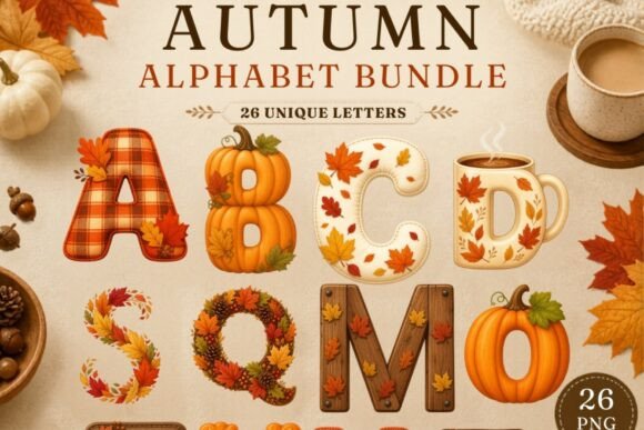 Download Autumn Alphabet PNG Bundle | 26 - Premium Resources