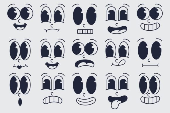 Download Retro Cartoon Facial Expressions Bundle - Car Collection