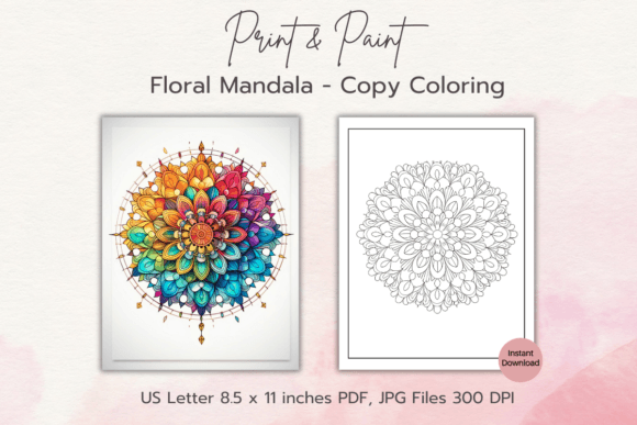 Download Floral Mandala Copy Paint Coloring Page - Flora Collection