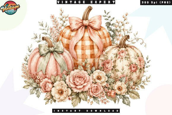 Download Cottagecore Floral Pumpkins Fall PNG - Flora Collection