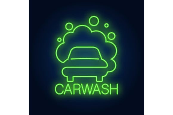 Download Carwash Neon Word and Automobile in Foam - Car Collection